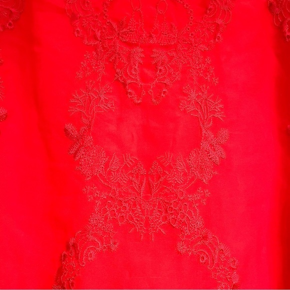 For Love & Lemons Red Embroidered Skirt Size S Side Zip Flounce Button Lined - Picture 8 of 13